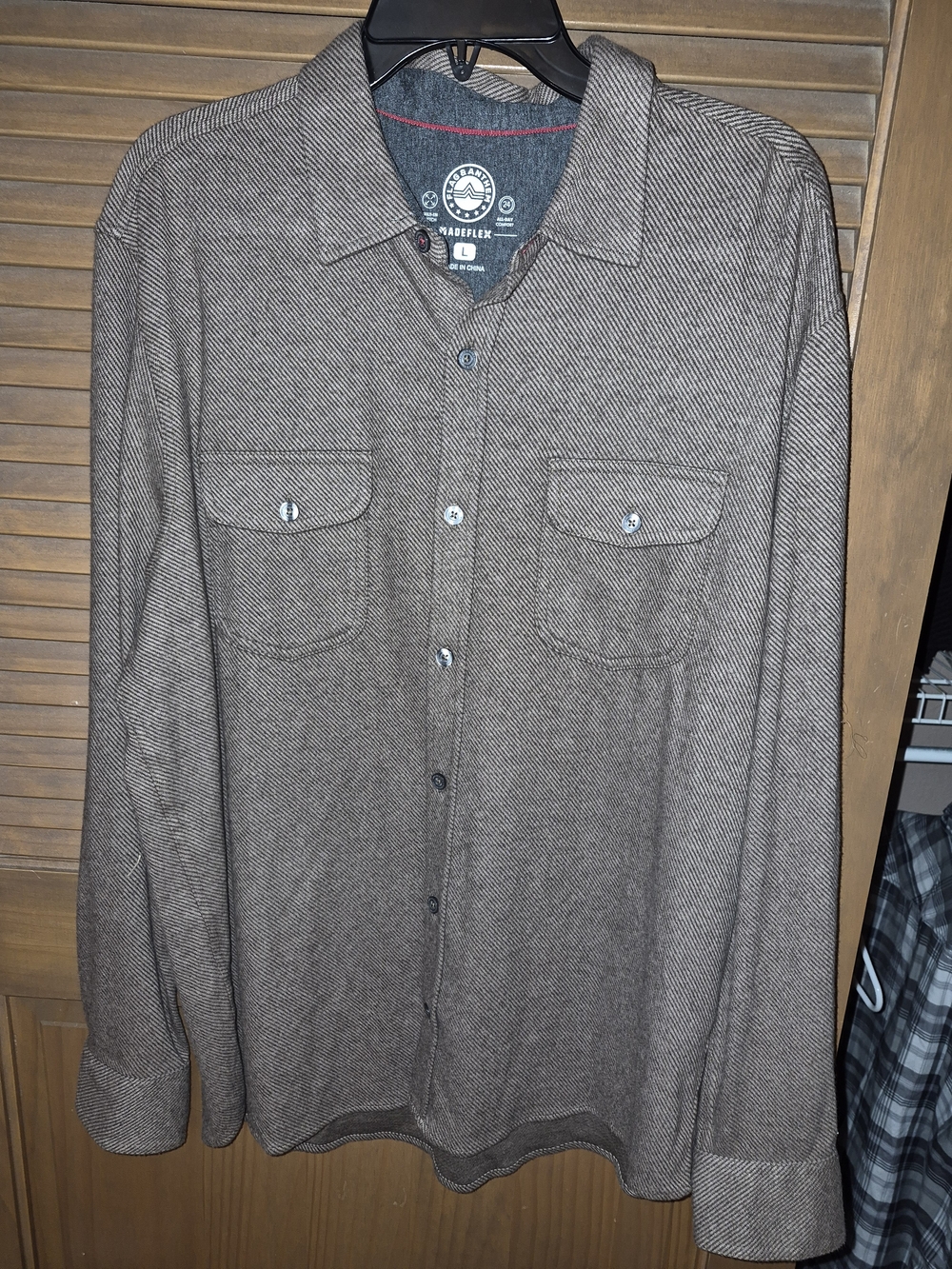 Vintage Brown Herringbone Button-Down Work Shirt